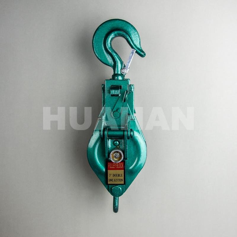 Pulley Block , Double Wheel With Hook , Double Open Type Rigging